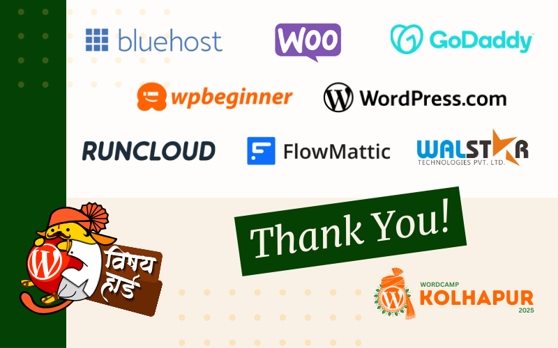 Thank You to Our Shahu Shenanigans: Gold Sponsors of WordCamp Kolhapur 2025